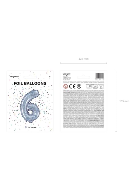 Globo foil “6“ plateado con purpurina (35 cm) - Partydeco | Funidelia