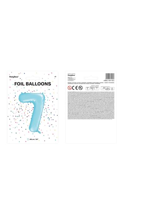 Globo foil “7“ en azul claro 86 cm - Partydeco | Funidelia