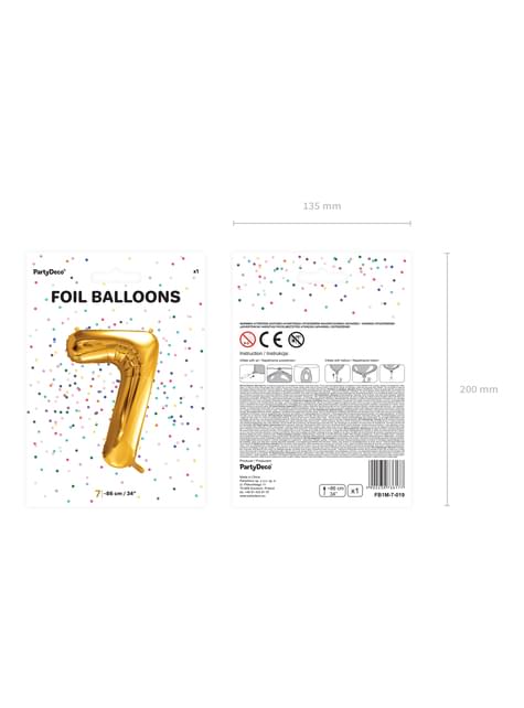 Globo foil “7“ en dorado 86 cm - Partydeco | Funidelia