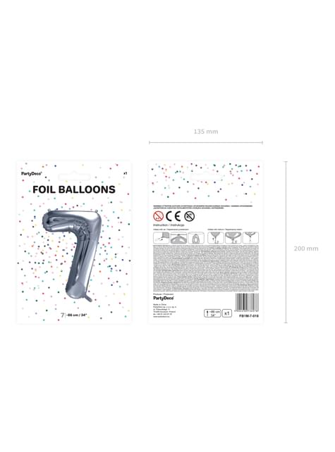 Globo foil “7“ en plateado 86 cm - Partydeco | Funidelia