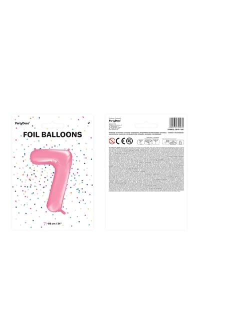 Globo foil “7“ en rosa 86 cm - Partydeco | Funidelia