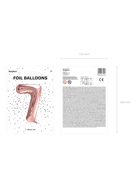 Globo foil “7“ oro rosa (86 cm) - Partydeco | Funidelia