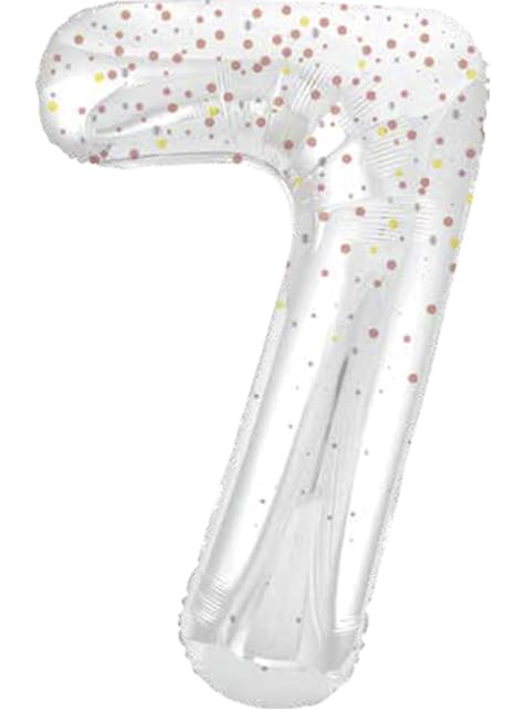 Globo foil “7“ plateado con detalles rosas (86cm)