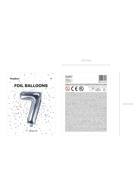 Globo foil “7“ plateado - Partydeco | Funidelia