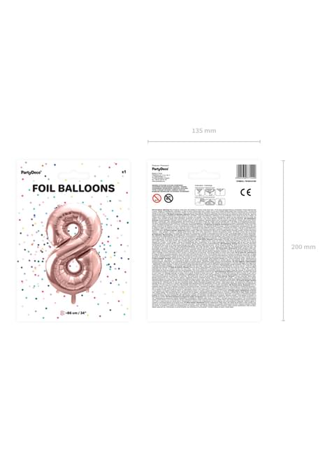 Globo foil “8“ oro rosa (86 cm) - Partydeco | Funidelia
