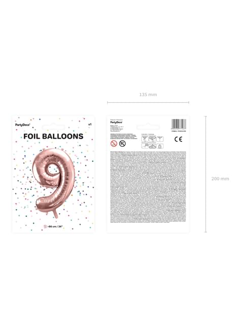 Globo foil “9“ oro rosa (86 cm) - Partydeco | Funidelia
