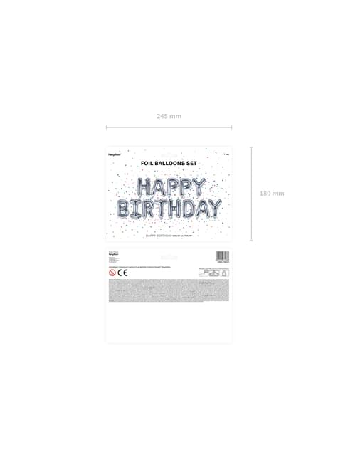Globo foil “Happy Birthday“ plateado - Partydeco | Funidelia