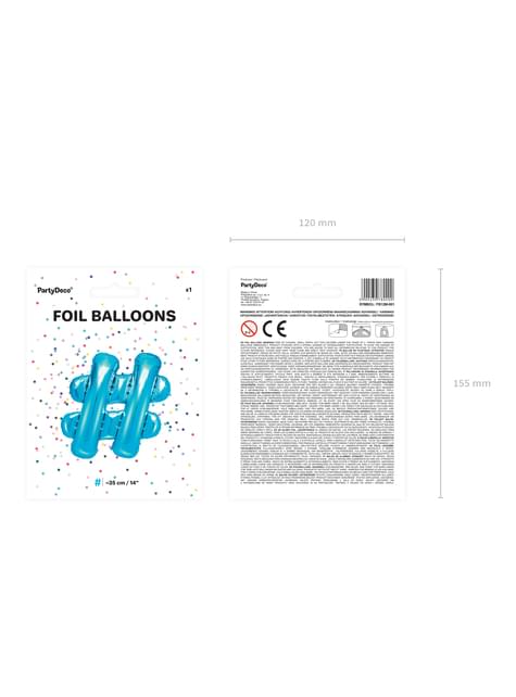 Globo foil hashtag azul - Partydeco | Funidelia