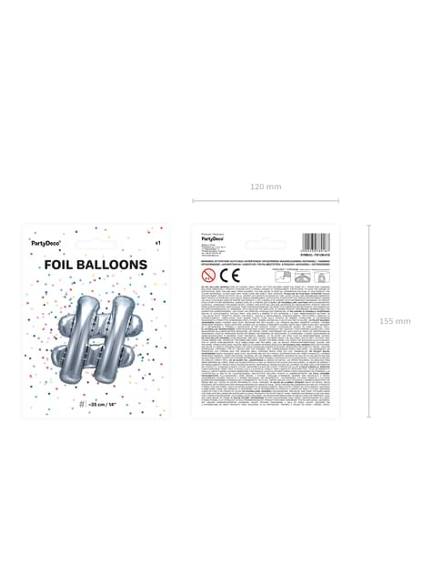 Globo foil hashtag plateado - Partydeco | Funidelia