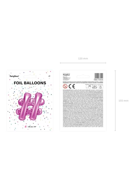 Globo foil hashtag rosa oscuro - Partydeco | Funidelia