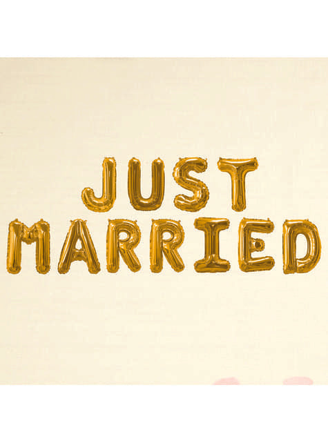Globo foil “Just married“ en dorado - Glitz & Glamour Black & Gold - Neviti | Funidelia