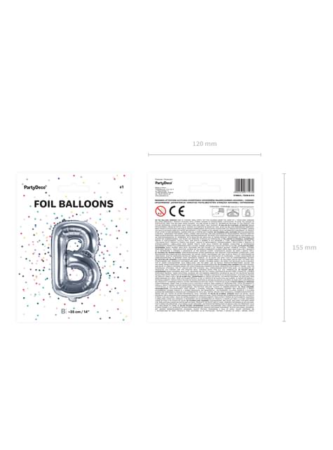 Globo foil letra B plateado (35 cm) - Partydeco | Funidelia