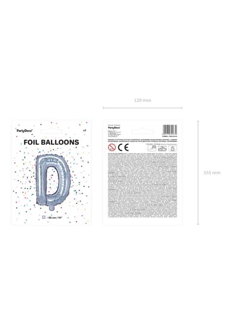 Globo foil letra D plateado con purpurina - Partydeco | Funidelia