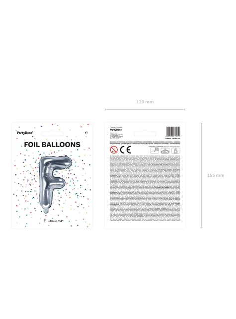 Globo foil letra F plateado (35 cm) - Partydeco | Funidelia