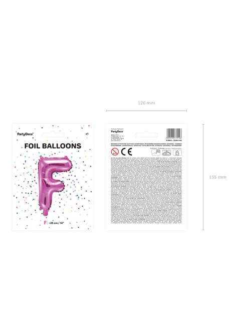 Globo foil letra F rosa oscuro (35 cm) - Partydeco | Funidelia