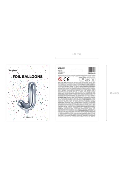 Globo foil letra J plateado - Partydeco | Funidelia