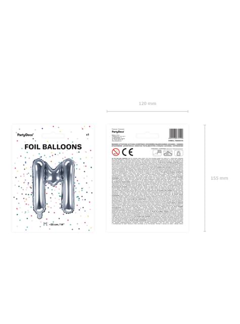 Globo foil letra M plateado - Partydeco | Funidelia