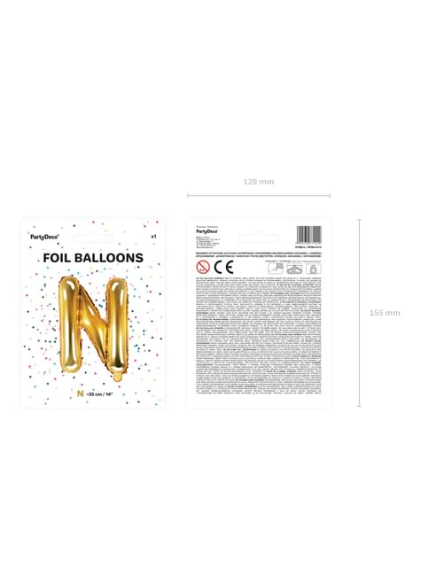 Globo foil letra N dorado - Partydeco | Funidelia