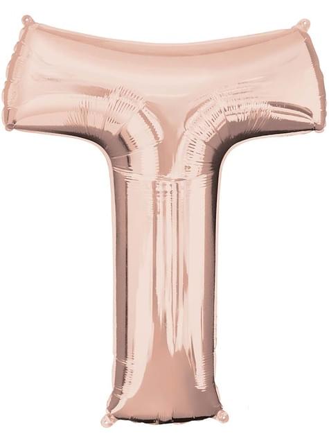 Globo foil letra T oro rosa (81cm) - AMSCAN | Funidelia