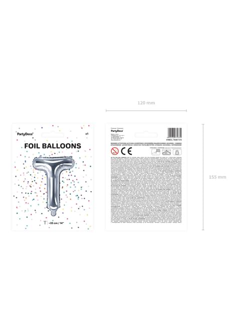 Globo foil letra T plateado - Partydeco | Funidelia