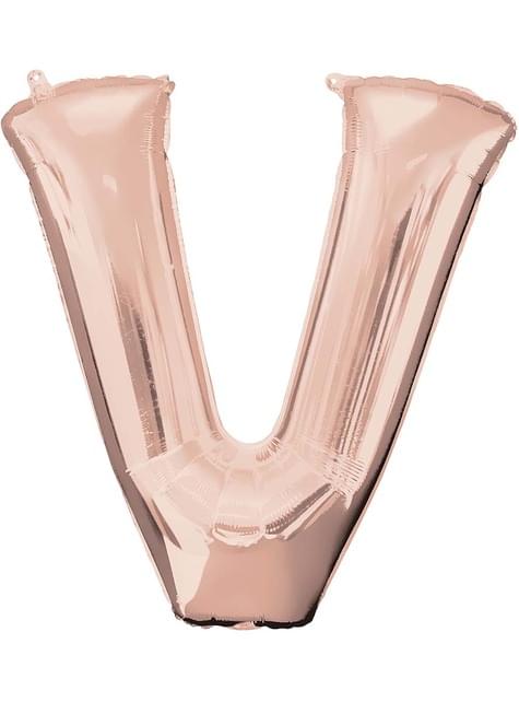 Globo foil letra V oro rosa (81cm) - AMSCAN | Funidelia