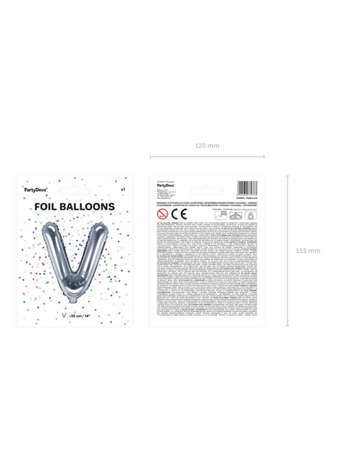 Globo foil letra V plateado (35 cm) - Partydeco | Funidelia