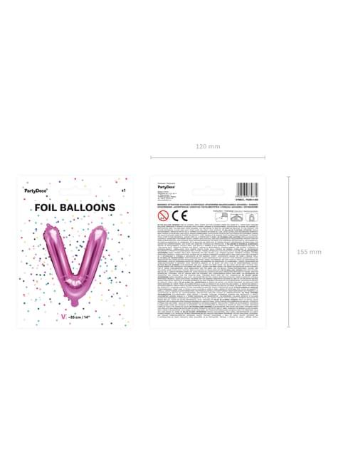 Globo foil letra V rosa oscuro (35 cm) - Partydeco | Funidelia