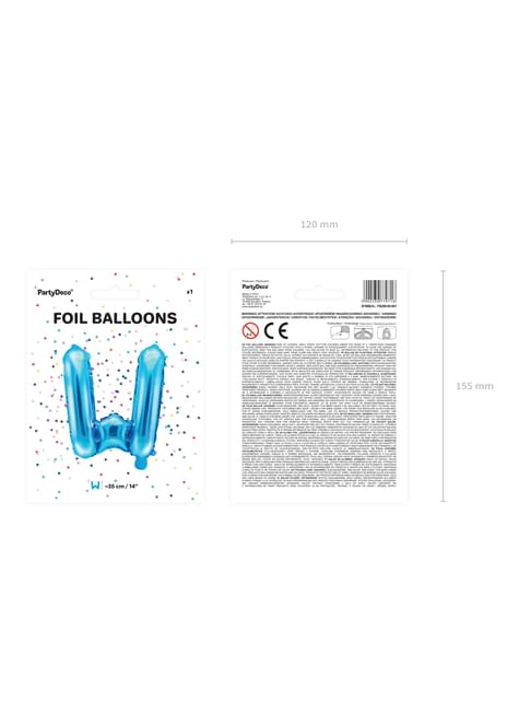 Globo foil letra W azul (35 cm) - Partydeco | Funidelia