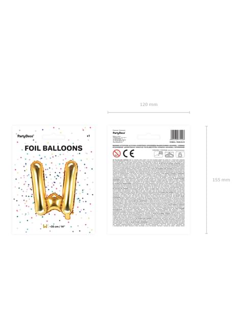 Globo foil letra W dorado (35 cm) - Partydeco | Funidelia