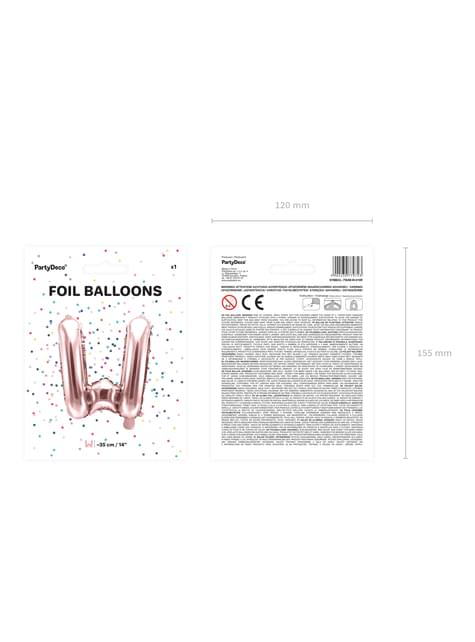 Globo foil letra W oro rosa (35 cm) - Partydeco | Funidelia