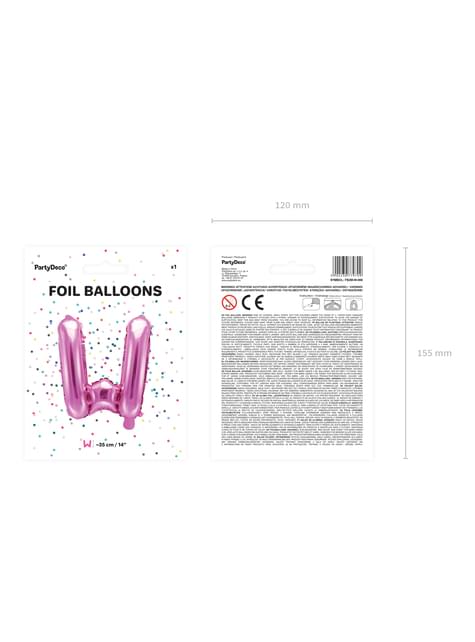 Globo foil letra W rosa oscuro (35 cm) - Partydeco | Funidelia