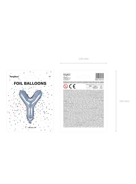 Globo foil letra Y plateado con purpurina - Partydeco | Funidelia
