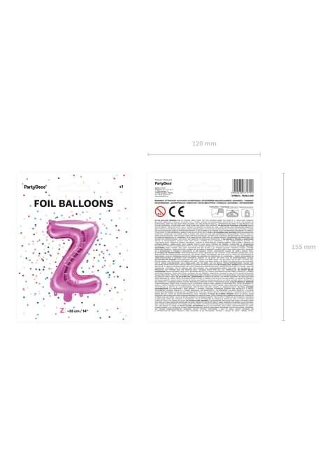 Globo foil letra Z rosa oscuro (35 cm) - Partydeco | Funidelia