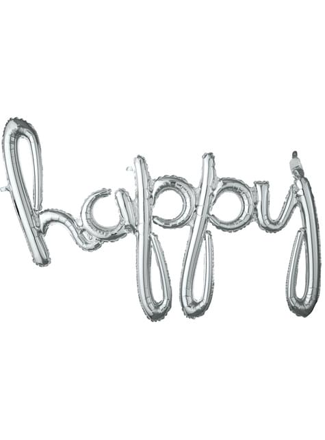 Globo happy plateado en minúsculas - AMSCAN | Funidelia