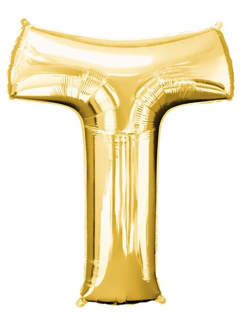 Globo letra T dorado (86 cm) - AMSCAN | Funidelia
