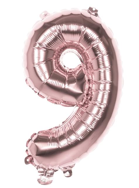 Globo número 9 Oro Rosa 36cm - Boland | Funidelia