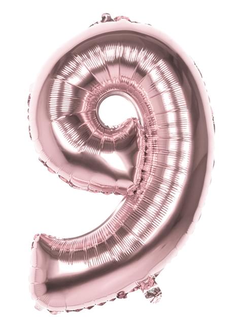 Globo número 9 Oro Rosa 86cm - Boland | Funidelia