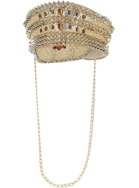 Gorra de capitán festival dorada con adornos