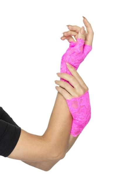 Guantes de puntilla sin dedos rosas para adulto - Smiffys | Funidelia