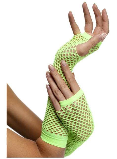 Guantes de rejilla verde neón - Smiffys | Funidelia