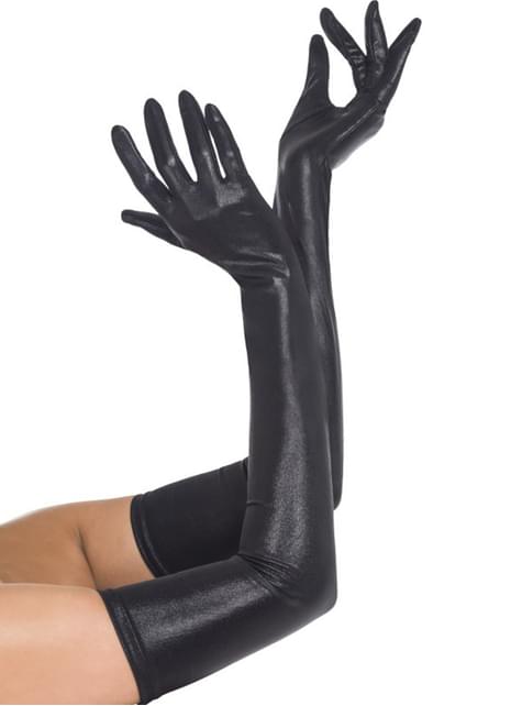 Guantes negros efecto cuero - Smiffys | Funidelia
