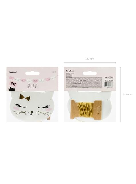 Guirnalda con caras de gato rosa pastel de papel - Meow Party - Partydeco | Funidelia