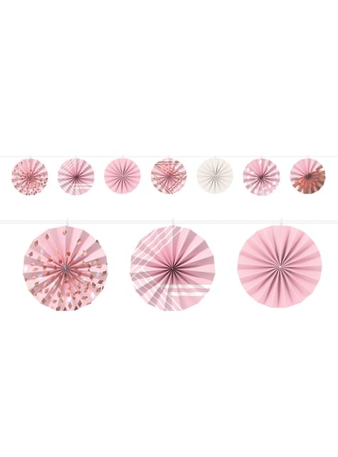 Guirnalda de Abanicos de papel decorativos en tonos rosados - AMSCAN | Funidelia