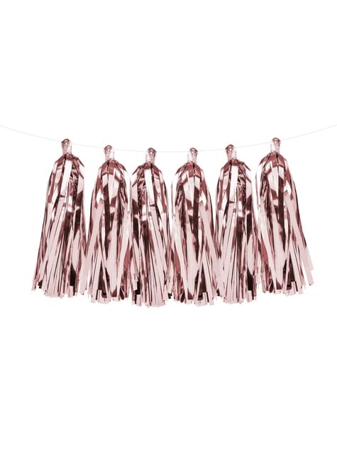 Guirnalda de flecos oro rosa - Partydeco | Funidelia