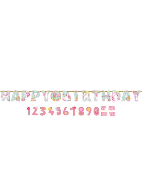 Guirnalda de Unicornio Happy Birthday personalizable de unicornio - Pretty Unicorn - AMSCAN | Funidelia