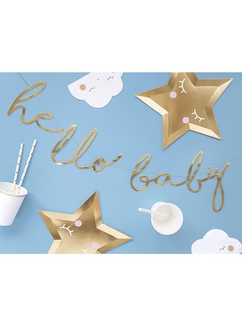 Guirnalda dorada Hello Baby - Golden Sky - Partydeco | Funidelia