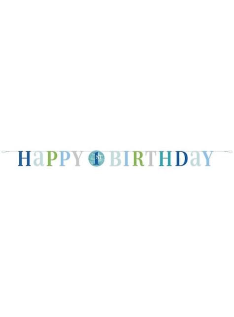 Guirnalda primer cumpleaños azul - Blue Dots 1st Birthday - Unique | Funidelia