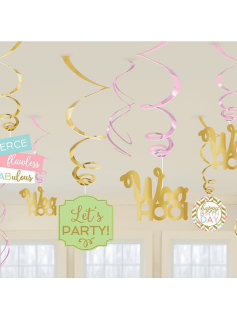 Kit de 12 decoraciones colgantes happy birthday - AMSCAN | Funidelia