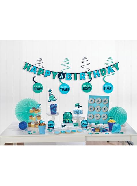 Kit de decoración de fiesta cumpleaños azul - AMSCAN | Funidelia