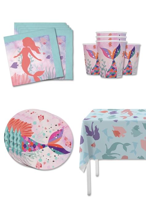 Kit decoración de cumpleaños de sirenas para 8 personas - Beautiful mermaid - Funiglobal Kits | Funidelia